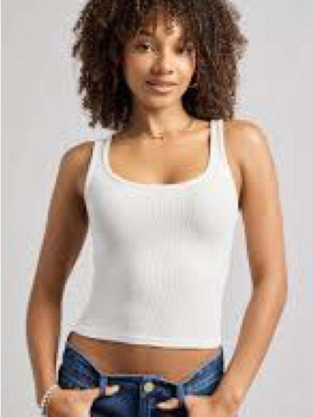 White Ribbed Tank Top